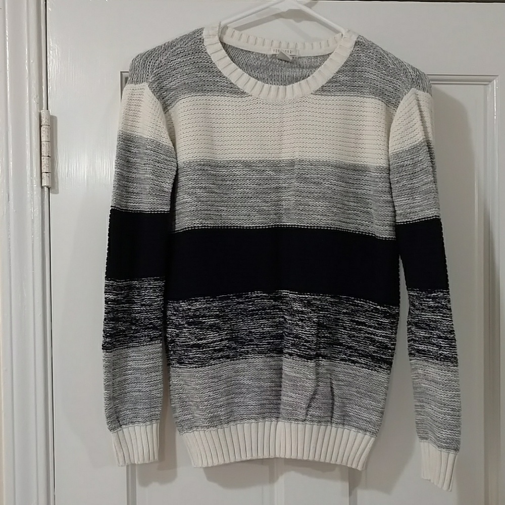 Forever 21 Striped Colorblock Marled Sweater S